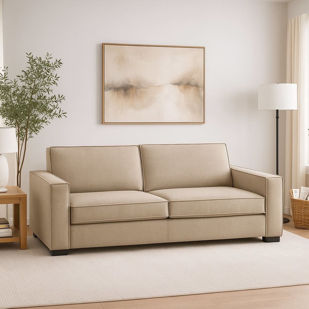 Divano fisso 2 posti beige 95x180x90h cm - Talamo Italia