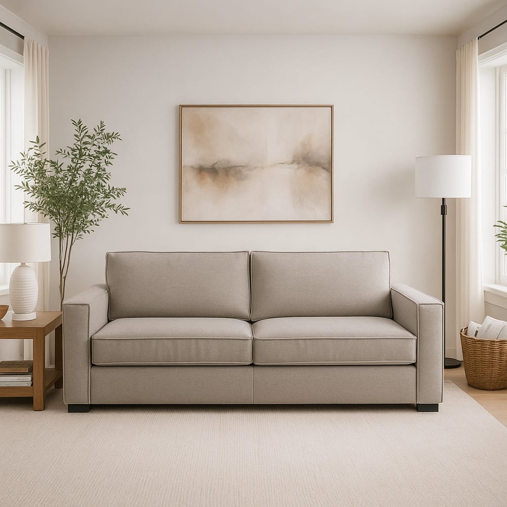 Divano fisso 2 posti grigio tortora 95x200x90h cm - Talamo Italia