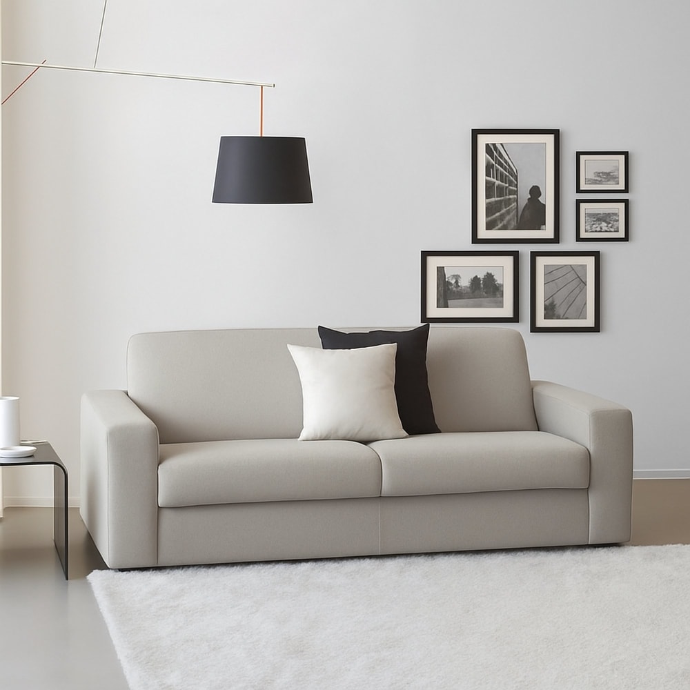 Divano fisso 2 posti grigio 95x160x90h cm - Talamo Italia