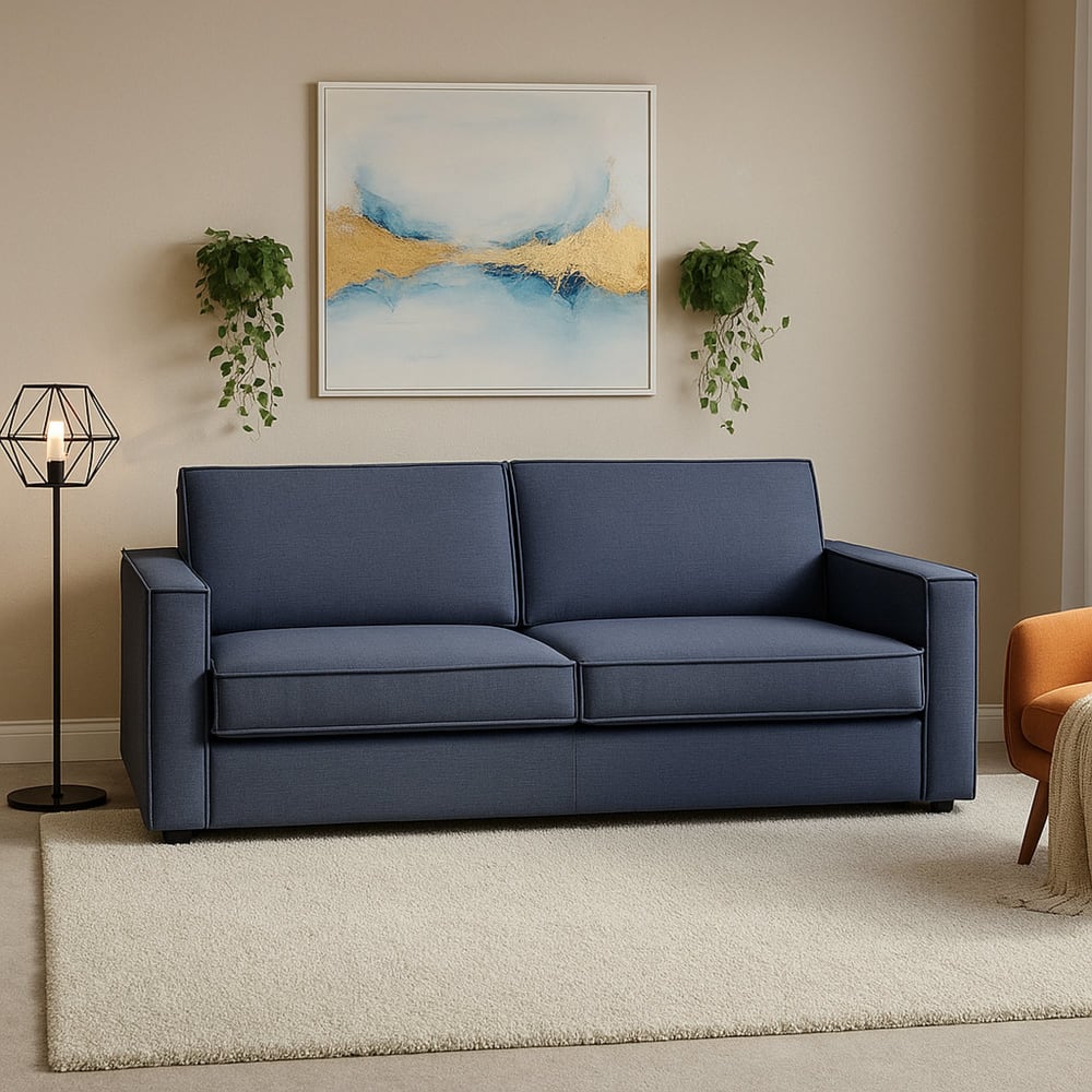 Divano fisso 2 posti blu 95x180x90h cm - Talamo Italia