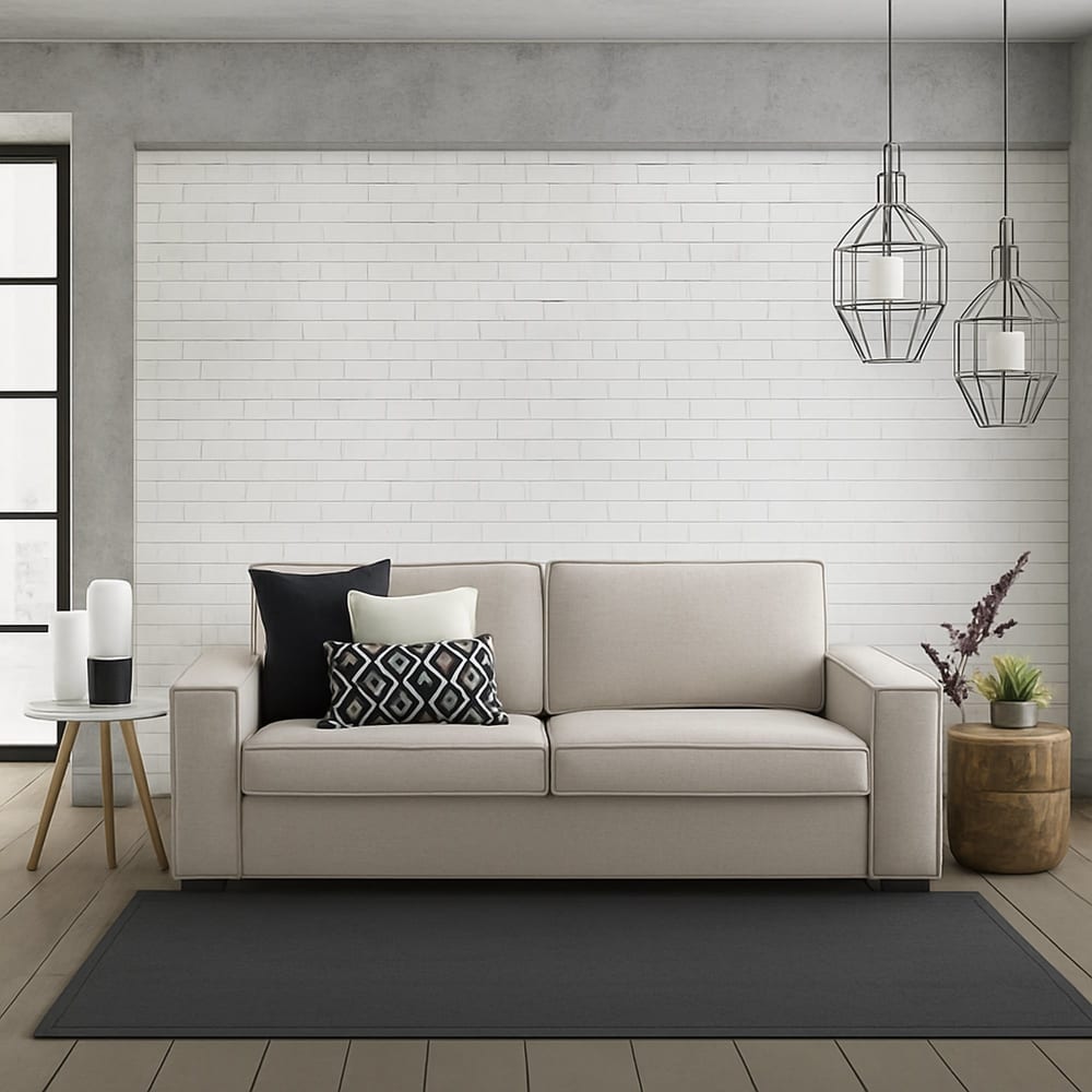 Divano fisso 3 posti grigio tortora 95x200 cm - Talamo Italia