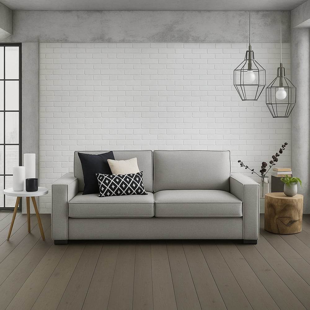 Divano fisso 3 posti grigio 95x200 cm - Talamo Italia