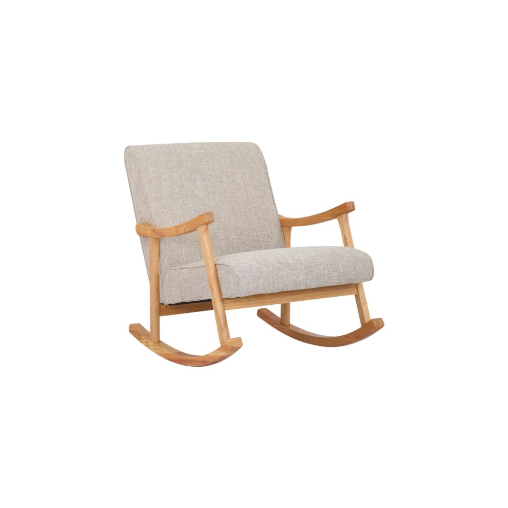 Chaise à bascule avec accoudoirs et assise en tissu Crème — Beyit