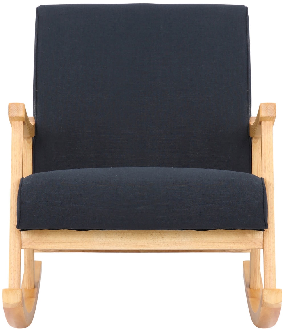Mecedora con base de madera y asiento en Tela Negro - Maisons du Monde