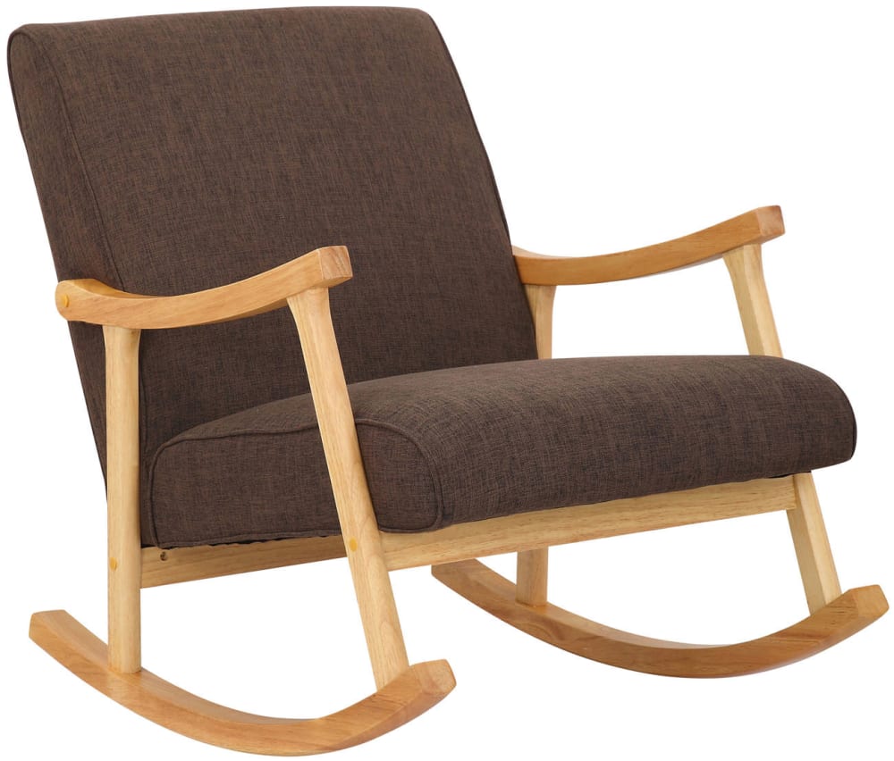 Chaise à bascule avec accoudoirs et assise en tissu Marron — Beyit