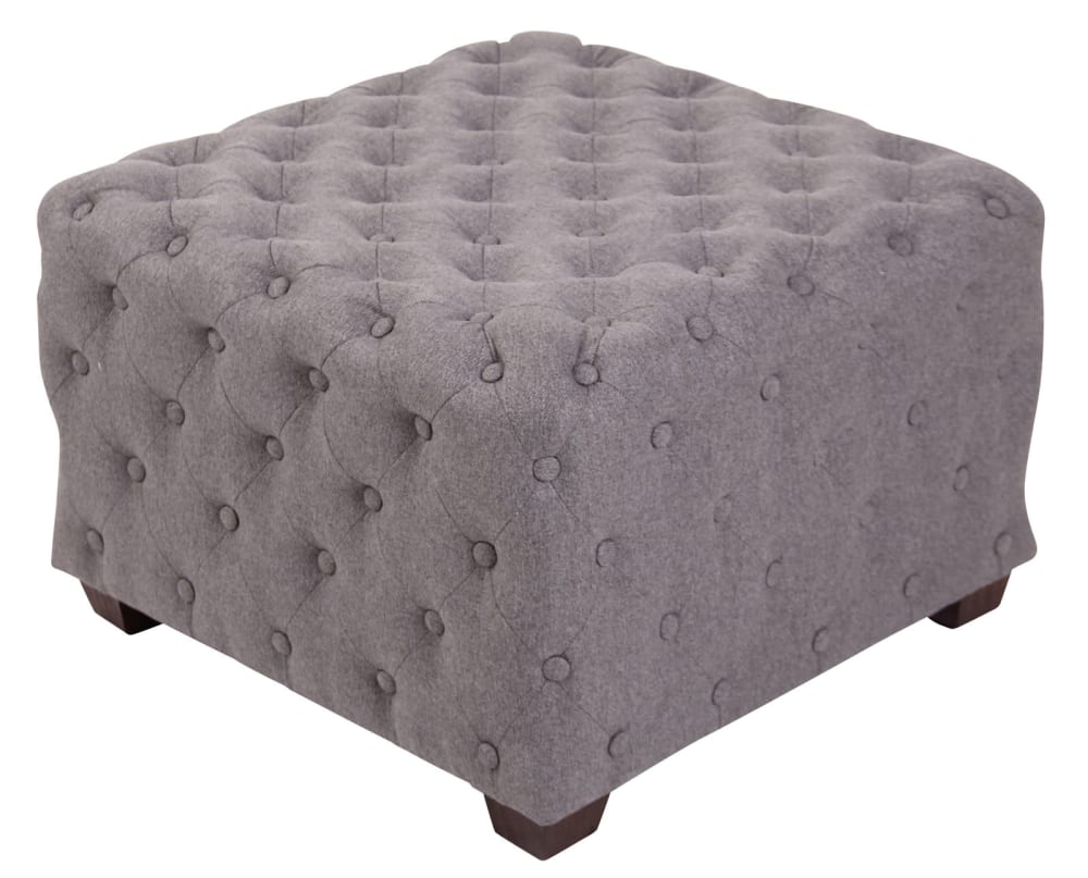Taburete bajo cuadrado acolchado en Tela Gris
