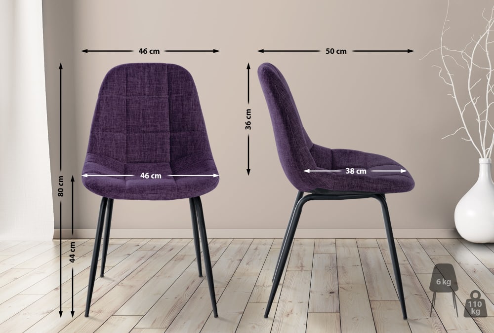 Silla con patas de metal y asiento en tela lila - Maisons du Monde
