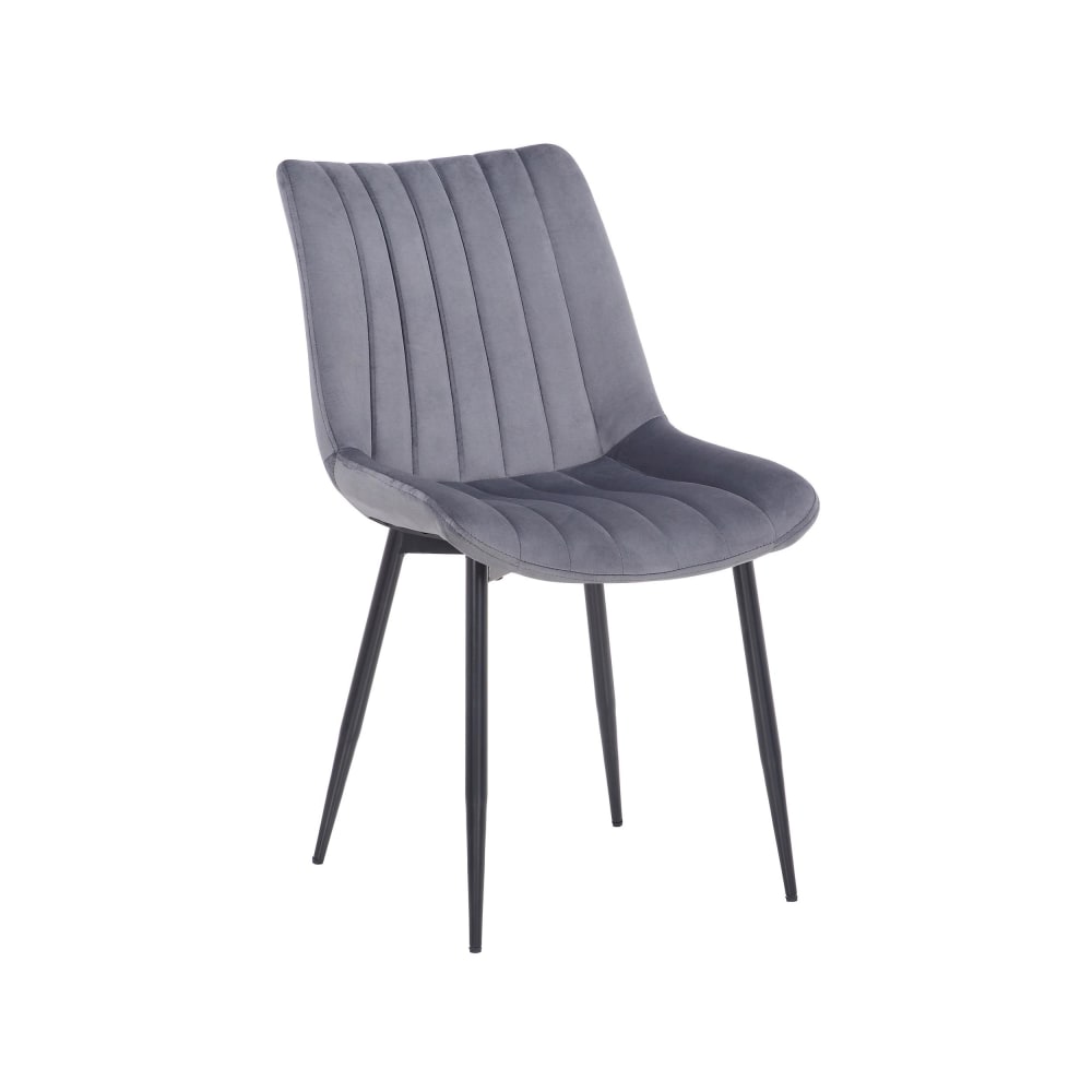 Silla con patas de metal y asiento en Terciopelo Gris