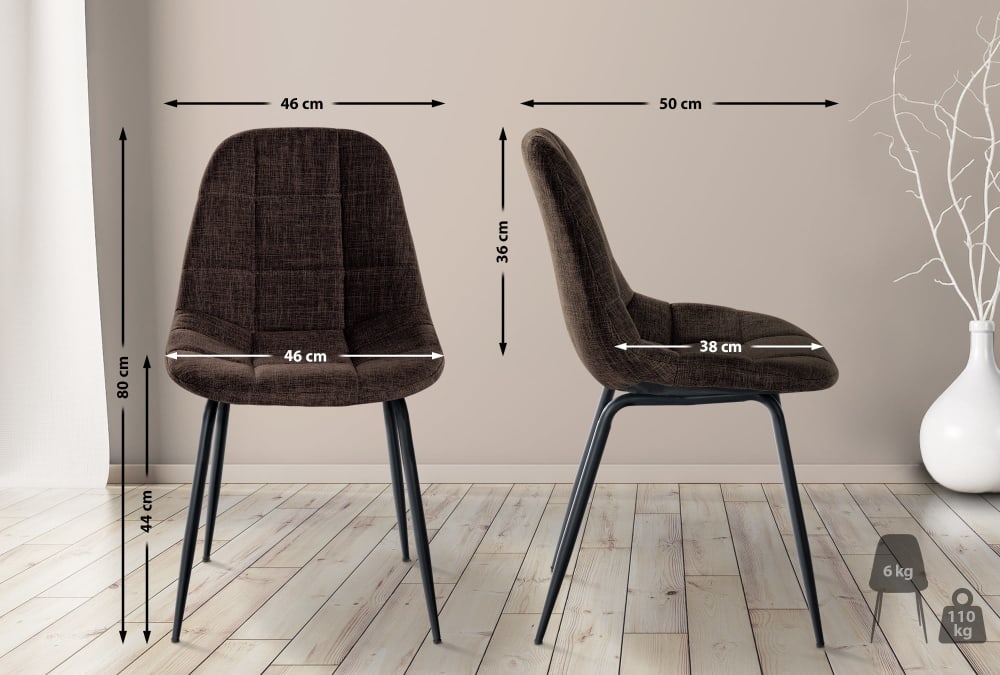 Chaise de salle à manger avec pieds métal assise en tissu Marron - Maisons du Monde