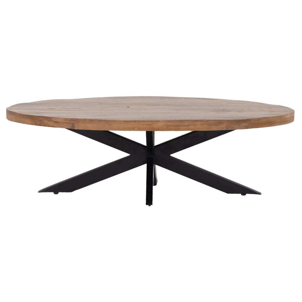Giga Meubel Couchtisch oval aus Mangoholz 130cm, braun style industrial - -