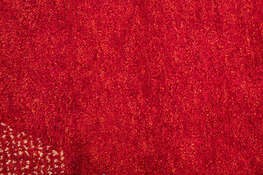 Tapis gabbeh noué main en laine naturelle rouge Diam 150 cm - Maisons du Monde