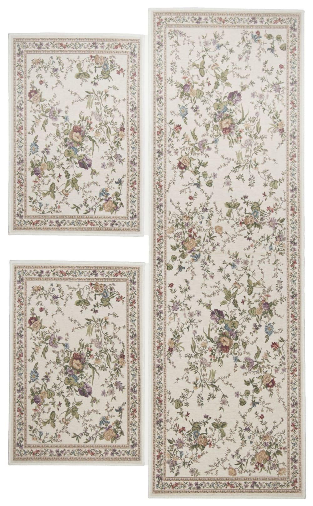 Flachgewebter Blumenteppich Creme 70X400 Cm