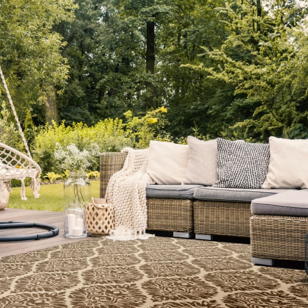 Alfombra damasco de polipropileno beige, 155 x 229 cm - Maisons du Monde