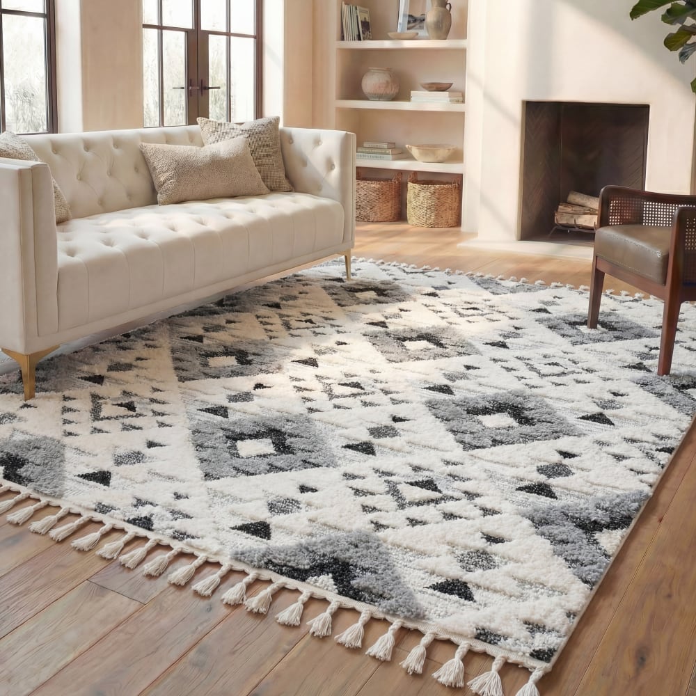 Tappeto in polipropilene bianco/grigio, 91 x 152 cm - Safavieh