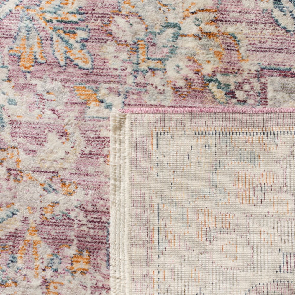 Tapis traditionnel en viscose beige/rose, 69 x 244 cm — vue 4