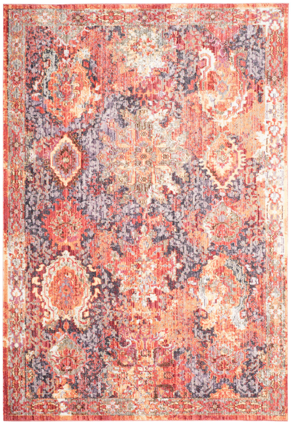 Tapis de transition en polyester orange/violet, 155 x 229 cm