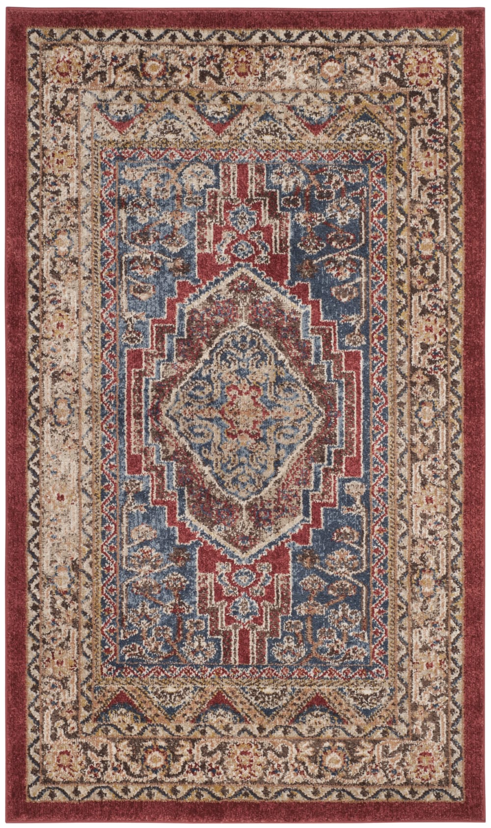 Alfombra transicional de polipropileno azul/marrón, 201 x 274 cm - Maisons du Monde