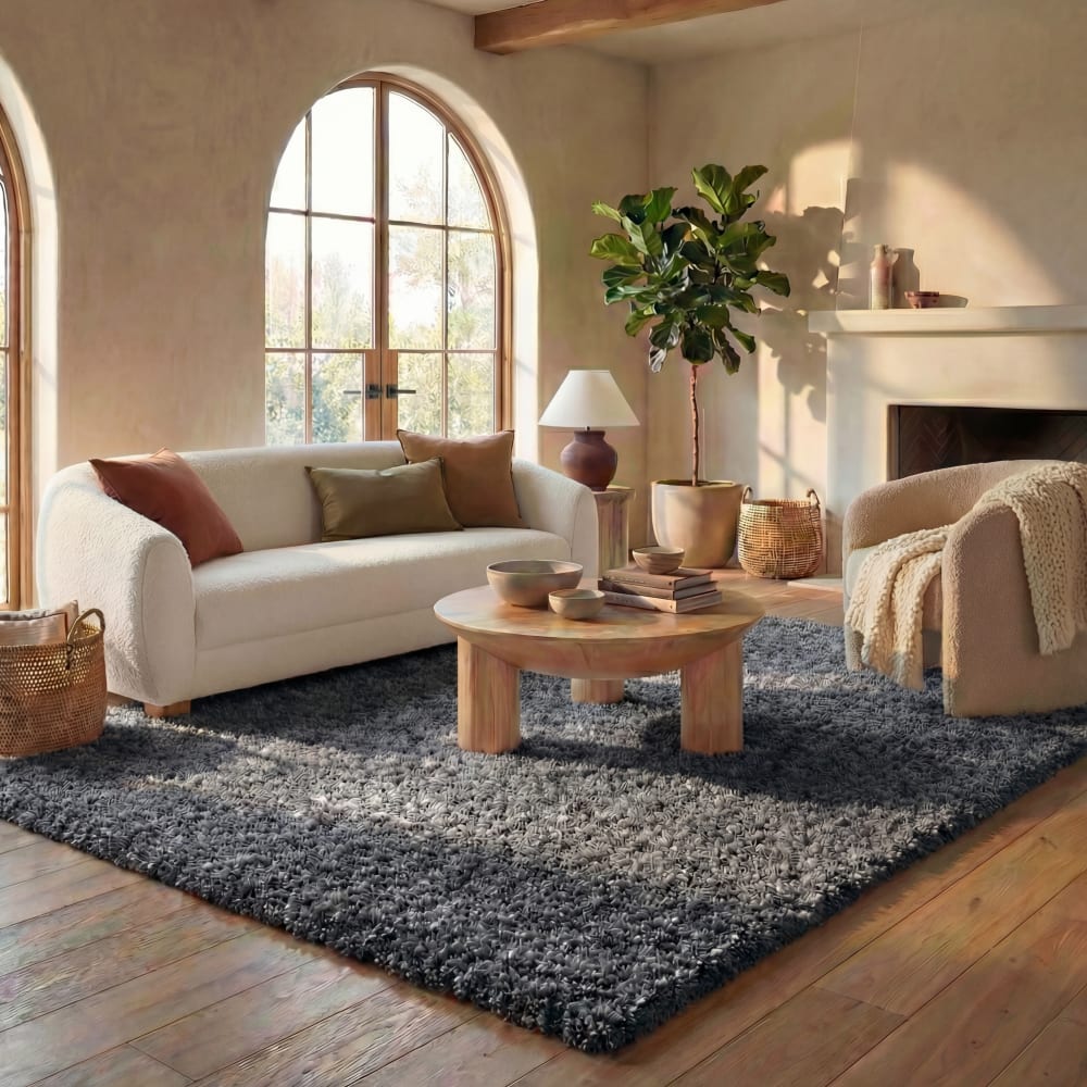 Alfombra de polipropileno gris, 122 x 122 cm - Maisons du Monde