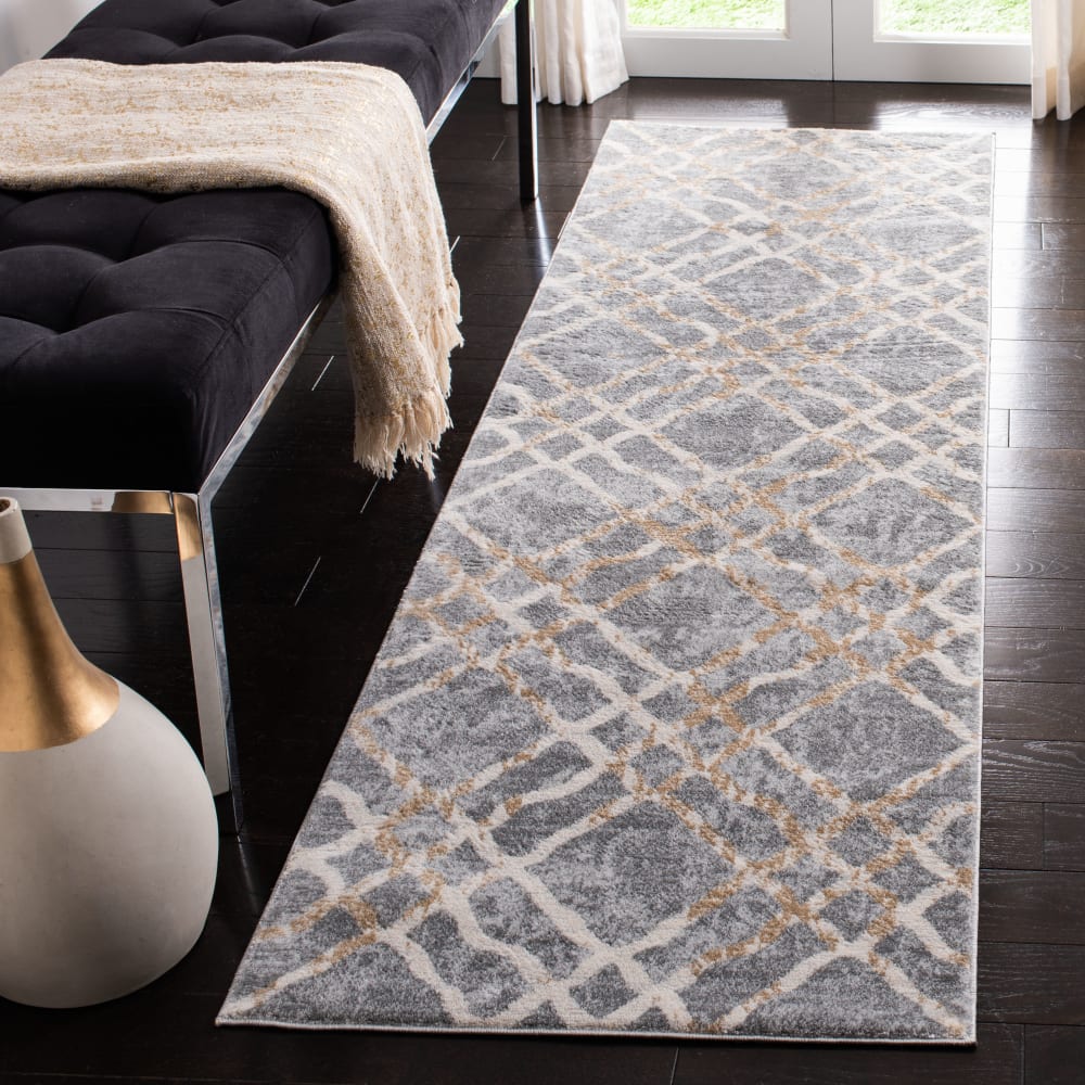 Tapis de transition en polypropylène argent/blanc, 66 x 213 cm — vue 3