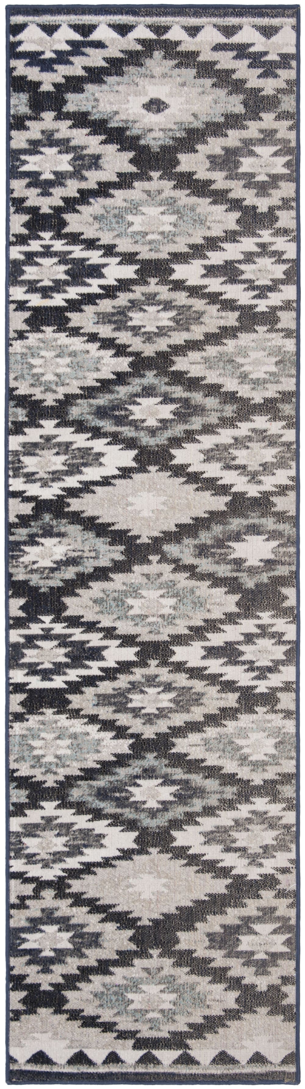 Tappeto luminoso e moderno in polipropilene grigio/nero, 69 x 244 cm - Modello Contemporaneo - Grigio - PP - Polipropilene