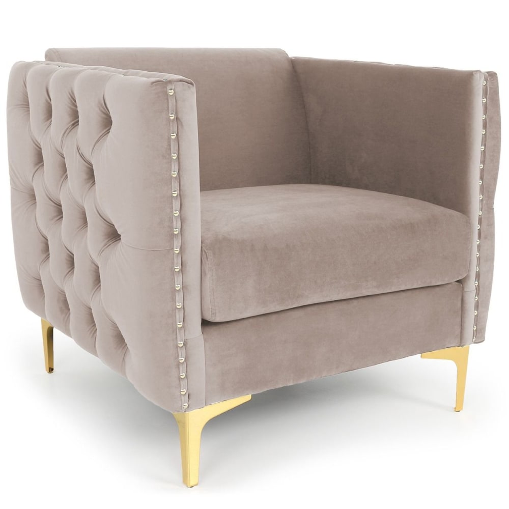 fauteuil velours taupe