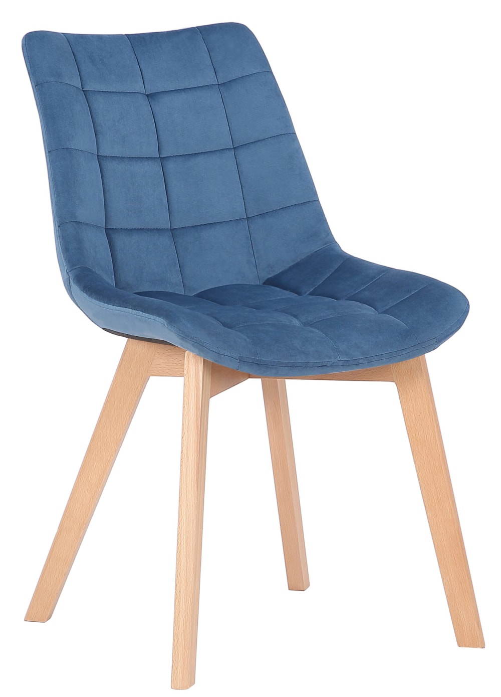 2er Set Stühle mit Holzgestell und Sitz aus Samt blau - Maisons