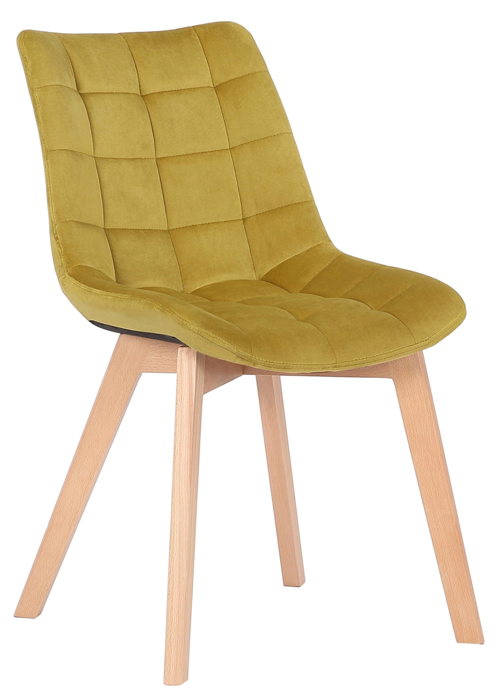 Set de 2 sillas con patas de madera y asiento en Terciopelo Amarillo - Maisons du Monde