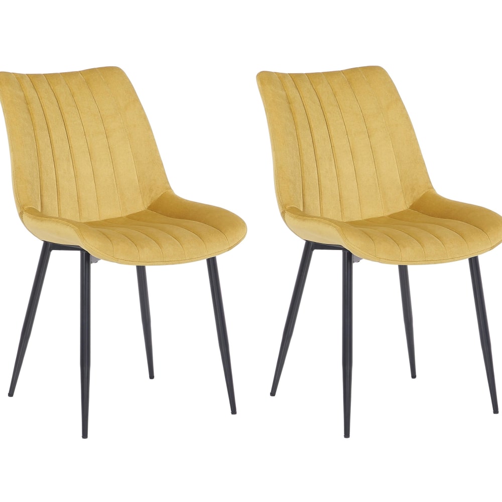 Lot 2 chaises avec pieds - velours jaune