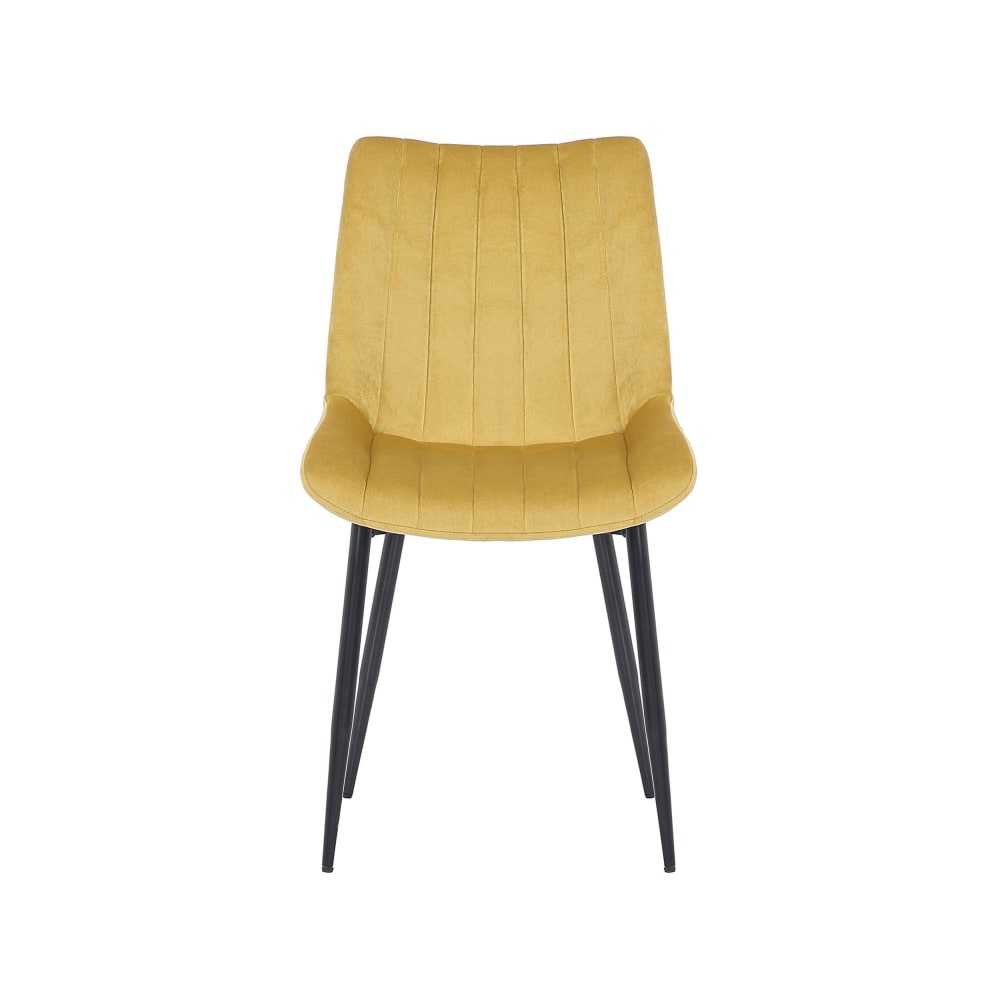 Lot 2 chaises avec pieds métal et assise en velours Jaune
