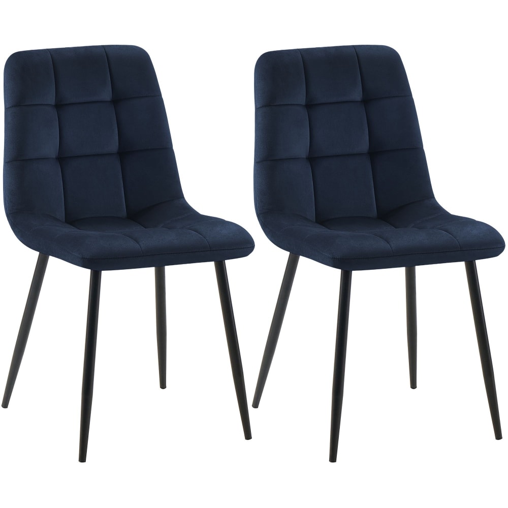 2er Set Esszimmerstühle mit Metallgestell Samt blau - Maisons Du