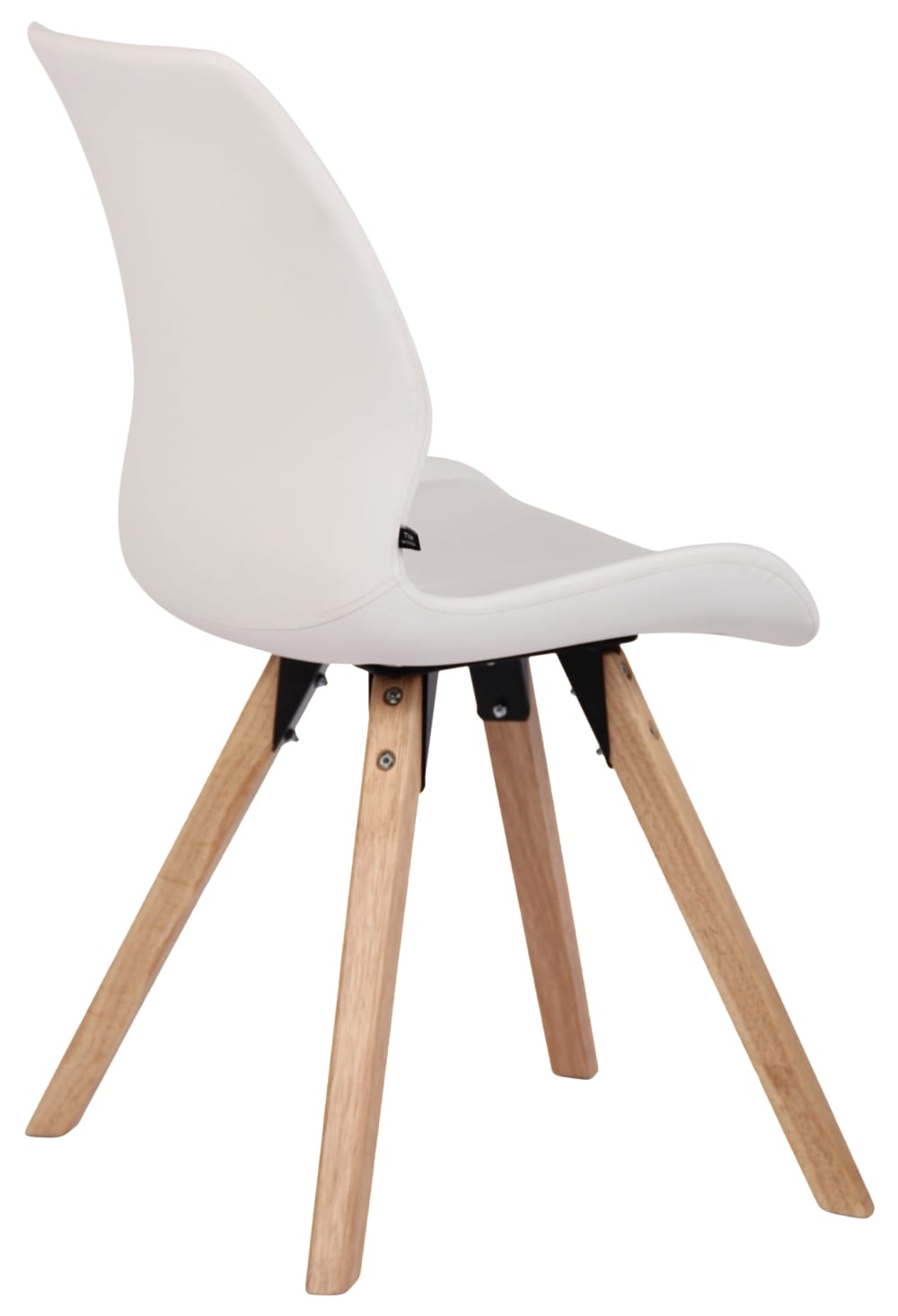 2er Set Stühle mit Holzgestell und Sitz aus Kunstleder weiß -
