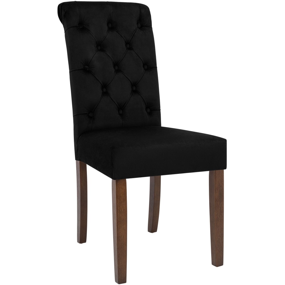 Chaise de salle à manger matelassée en samt noir - Maisons du Monde