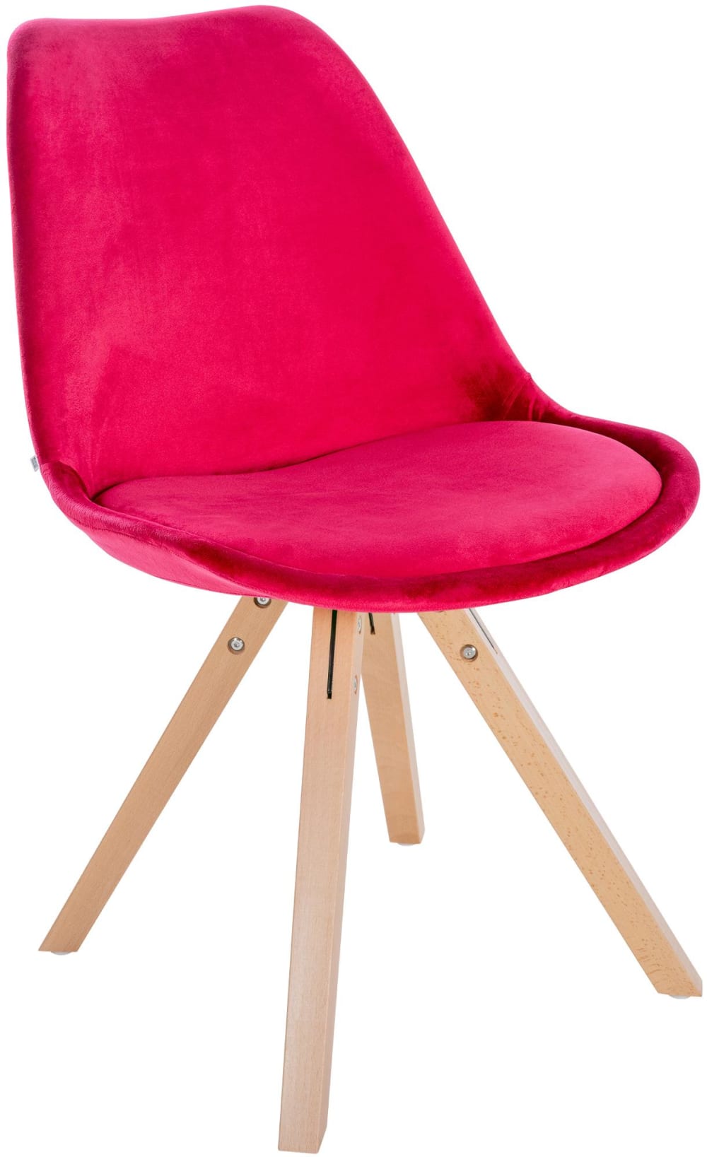 Silla con patas de madera y asiento en Terciopelo Rojo