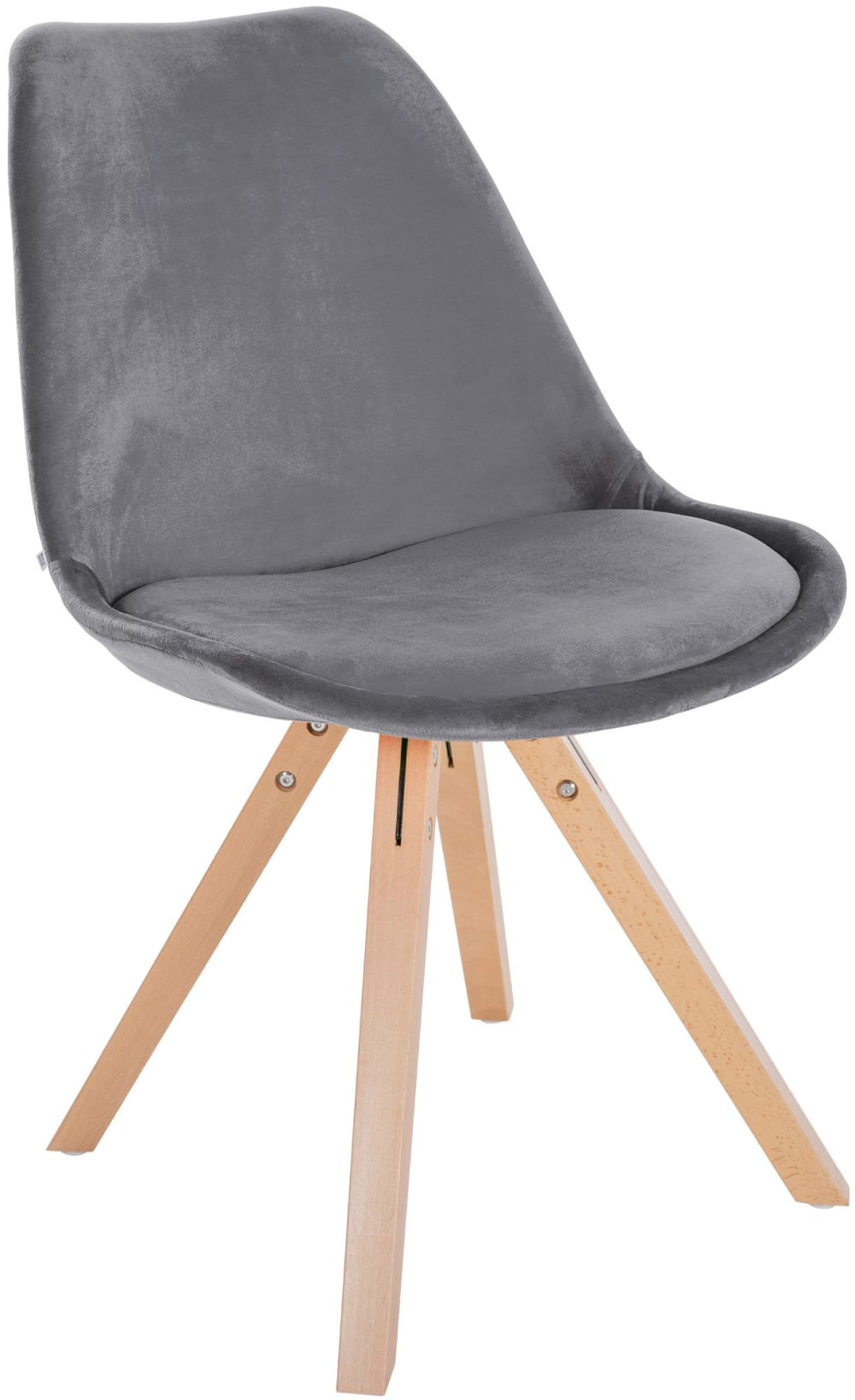 Silla con patas de madera y asiento en Terciopelo Gris