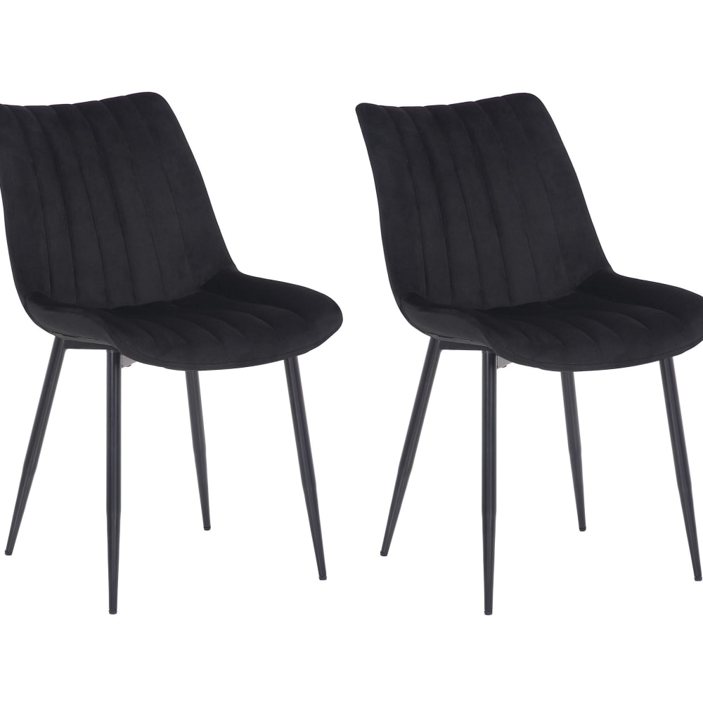 CLP 2er Set Stühle mit Metallgestell Sitz aus Samt schwarz style modern - Samt