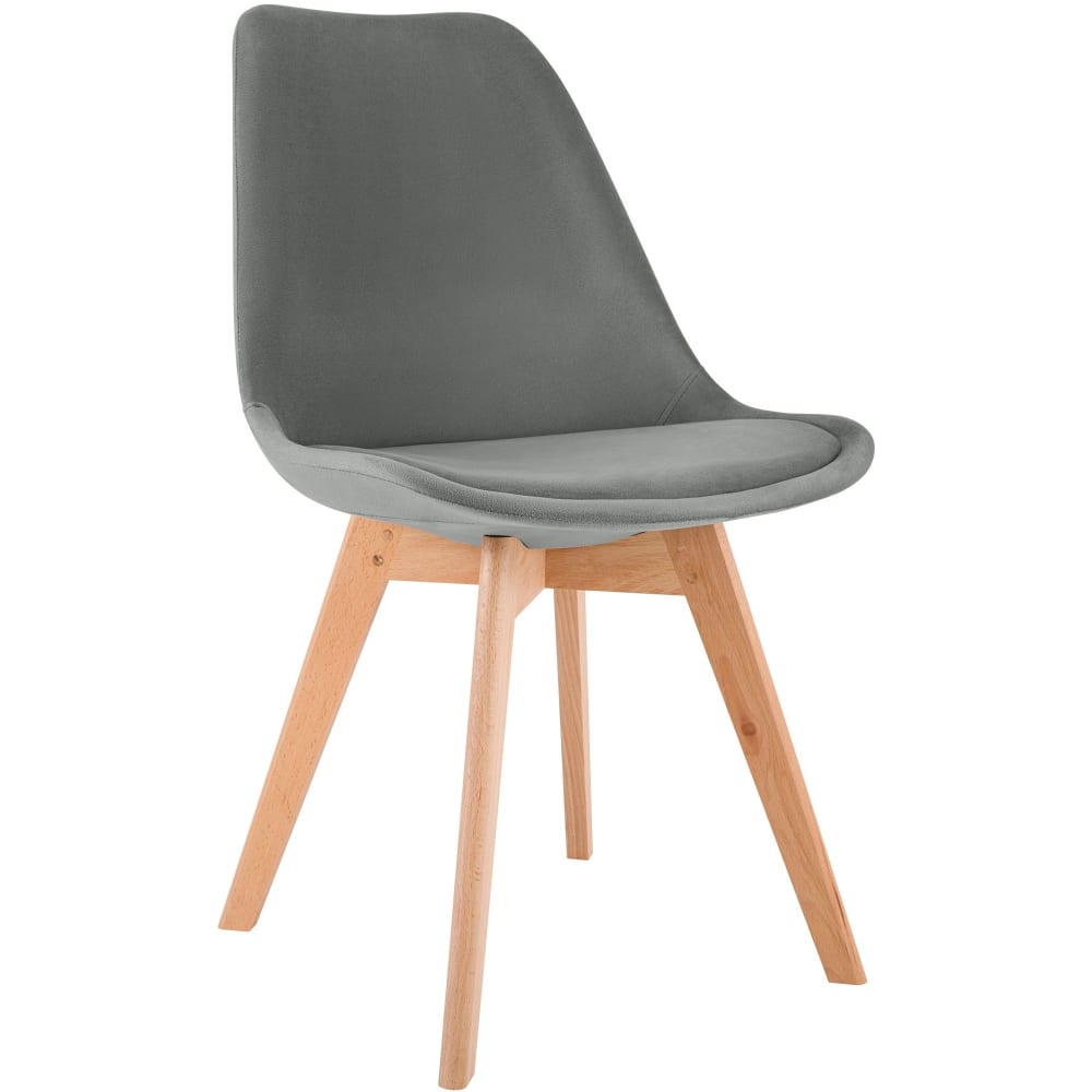 Esszimmerstuhl mit Sitz aus Samt grau - Maisons Du Monde