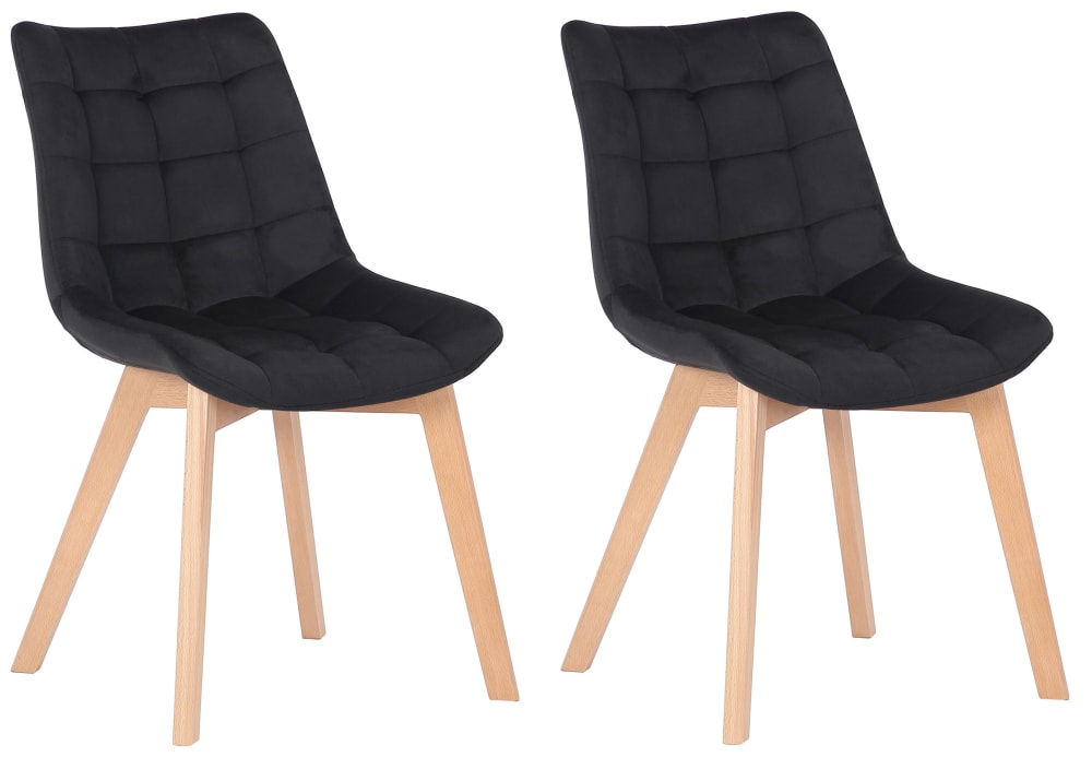 CLP 2er Set Stühle mit Holzgestell und Sitz aus Samt schwarz style modern - Samt