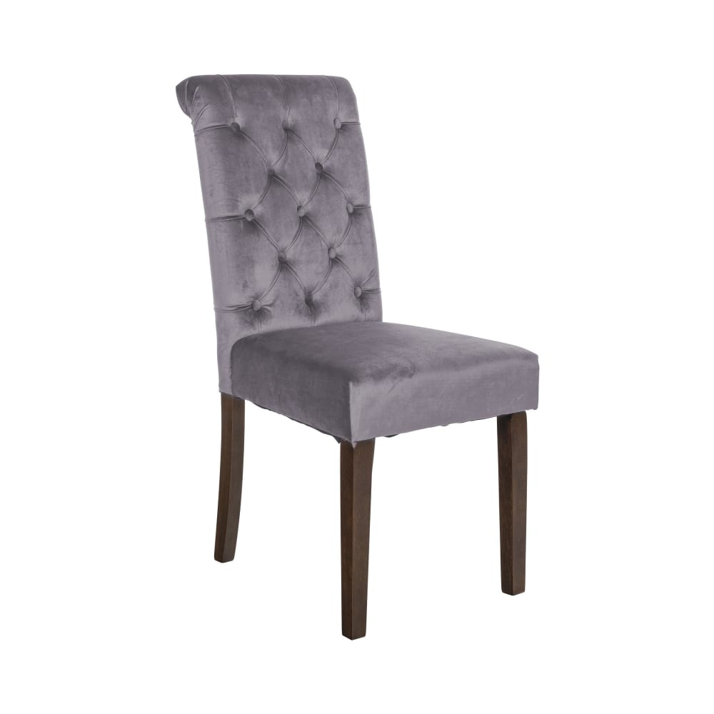 Chaise de salle à manger matelassée en velours Gris foncé