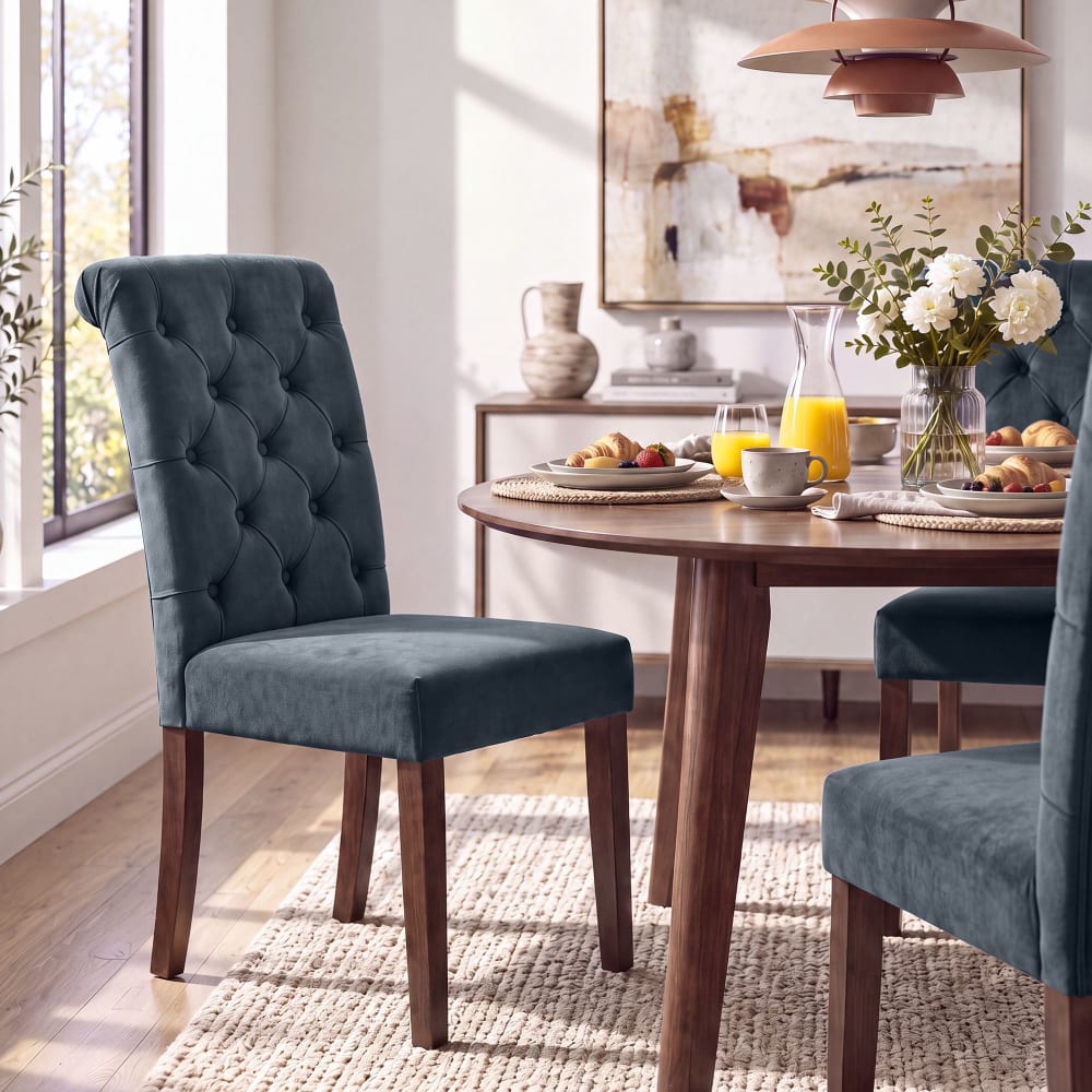 Sedia con seduta in velluto colore grigio scuro - Modello Contemporaneo - Velluto