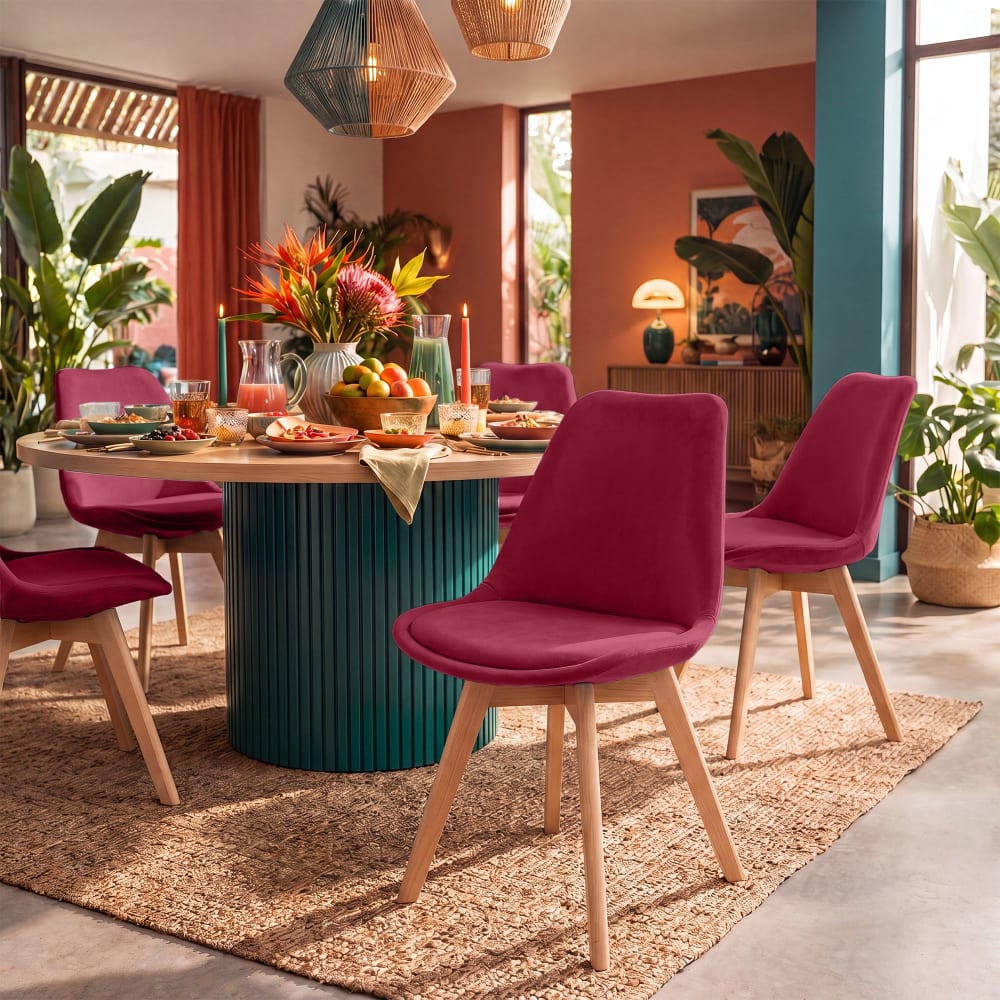 Sedia con seduta in velluto colore rosso - Modello Contemporaneo - Velluto
