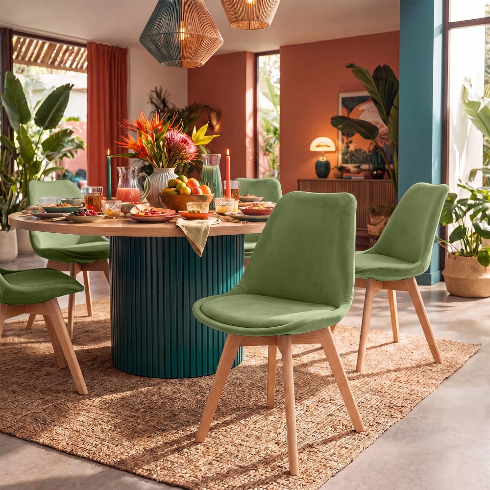 CLP Esszimmerstuhl mit Sitz aus Samt hellgrün style modern - Samt