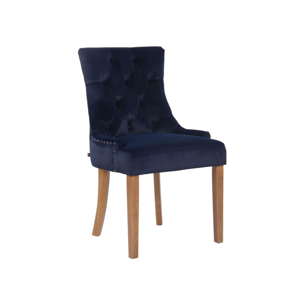 Chaise de salle à manger matelassée en velours Bleu