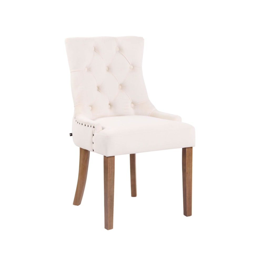 Chaise de salle à manger matelassée en velours Crème