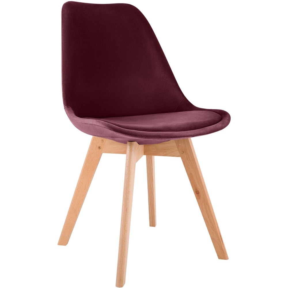 Esszimmerstuhl mit Sitz aus Samt bordeauxrot - Maisons Du Monde