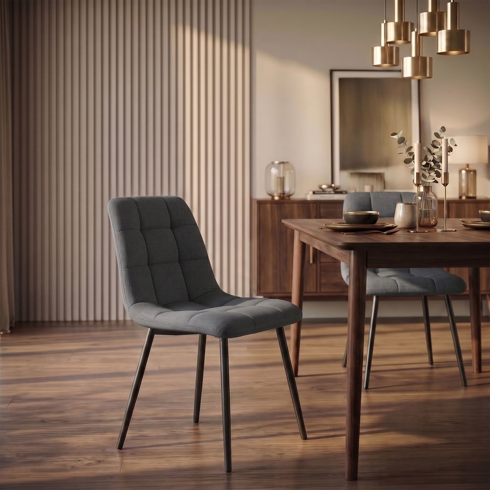 CLP Esszimmerstuhl mit Metallgestell aus Stoff grau style modern - Stoff