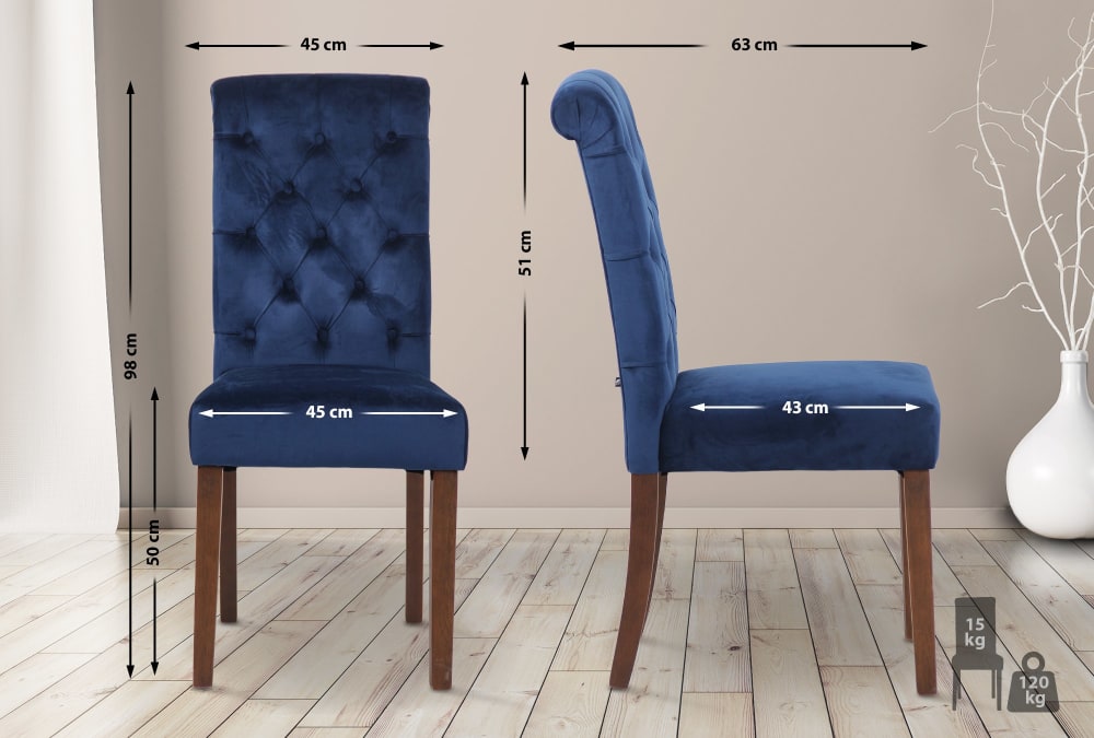 Sedia con seduta in velluto colore blu - CLP