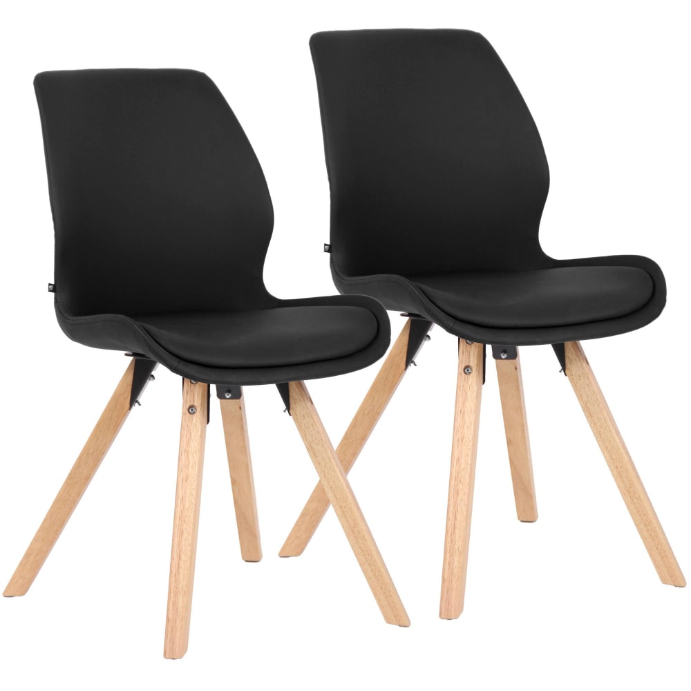 Lot 2 chaises avec pieds en bois assise en pvc und synthetik noir Lot 2 chaises avec pieds en bois assise en pvc und synthetik noir