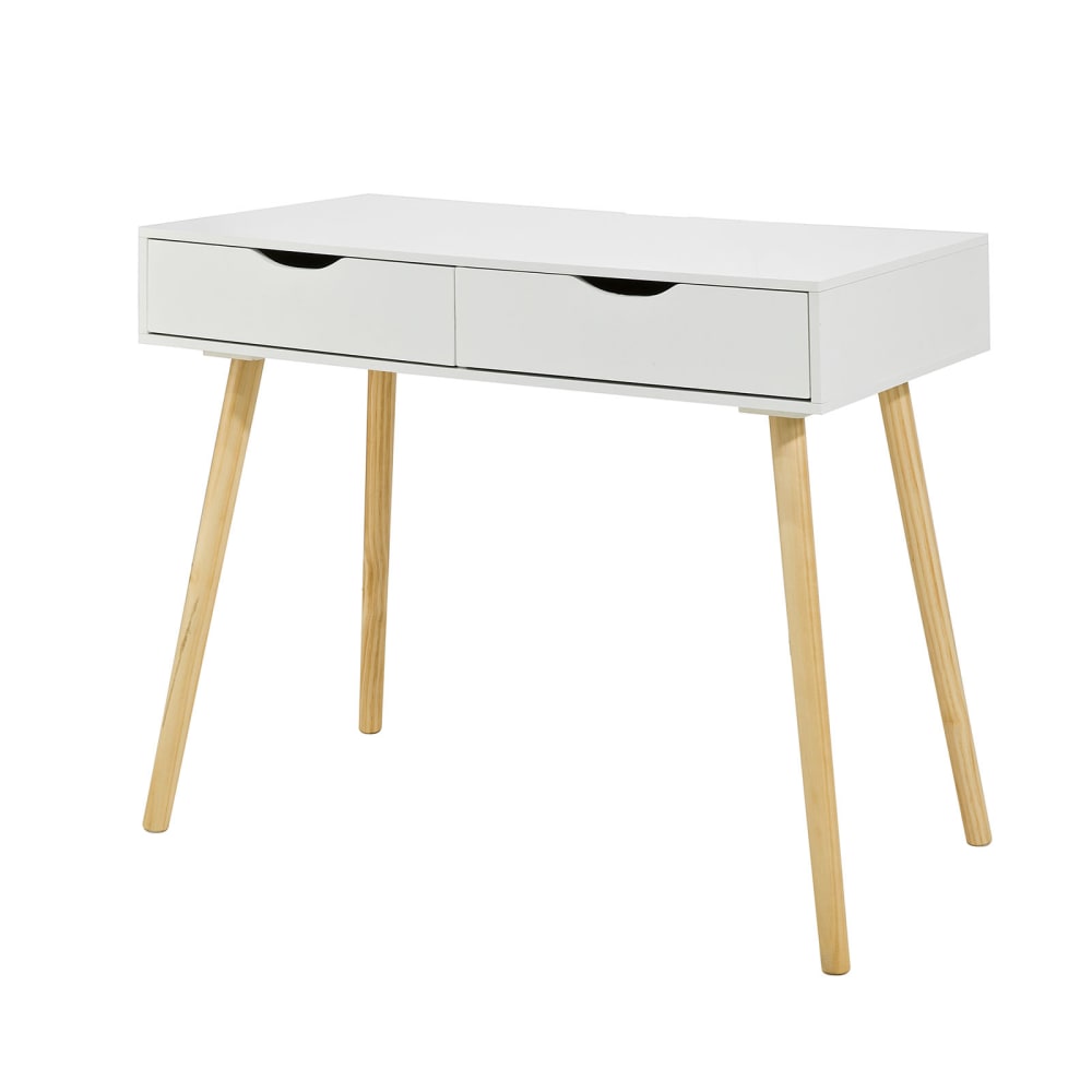 Schreibtisch Mit 2 Schubladen Arbeitszimmer Kiefer Weiß