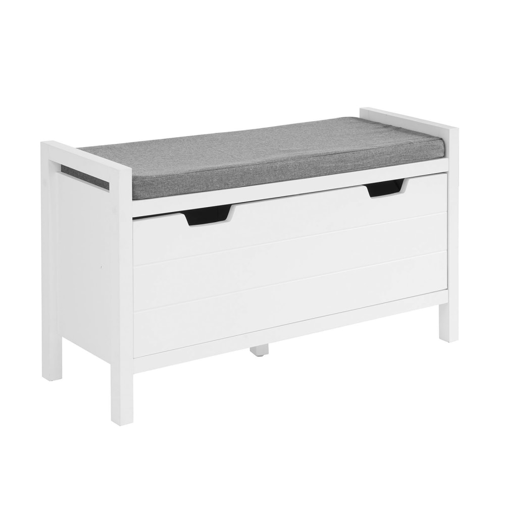 Schuhbank Mit Sitzkissen Und Klappe MDF Weiß
