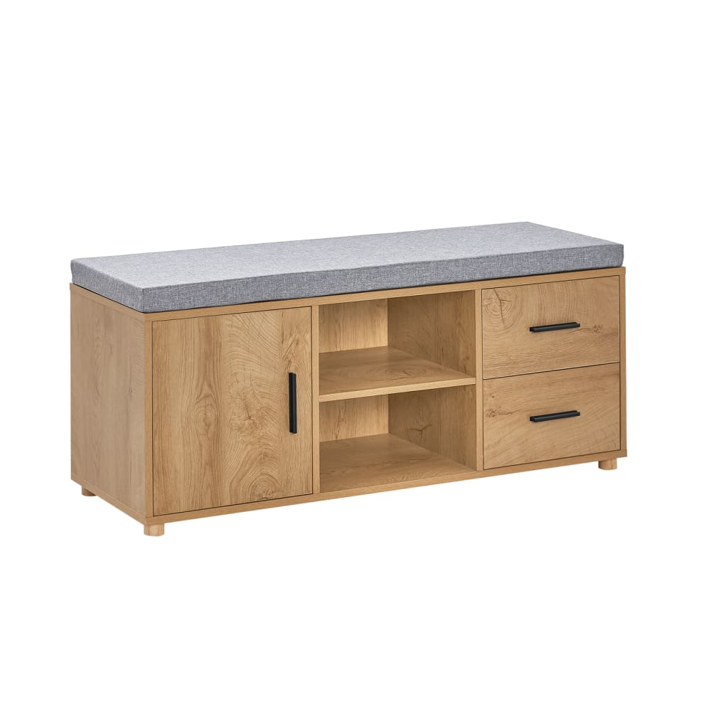 SoBuy Schuhbank mit 2 Schubladen und 4 Fächern MDF PB Natur Beige Spanplatte